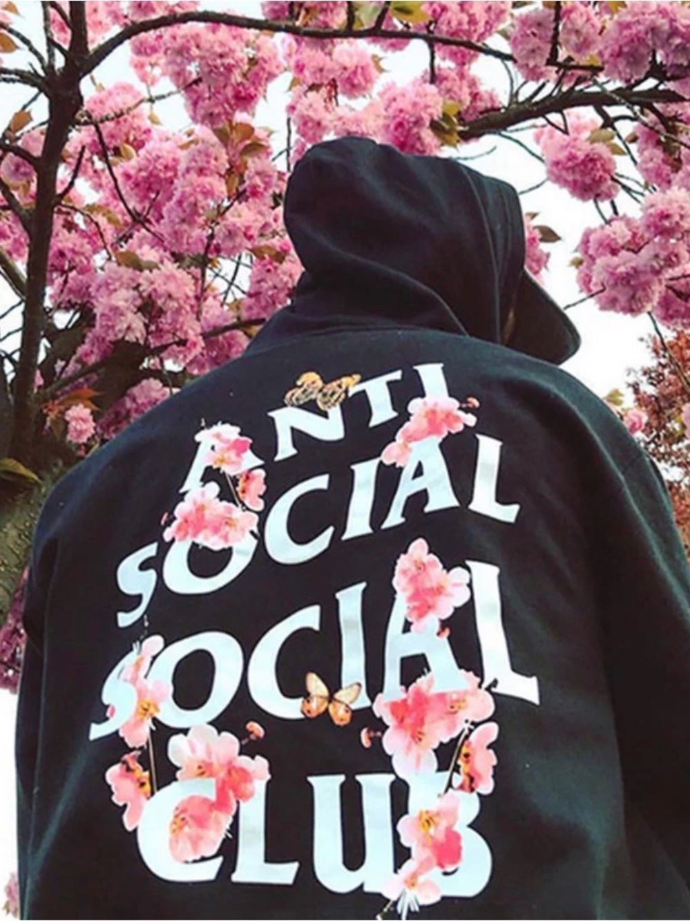 Anti Social Social Club ASSC Kkoch Cherry Blossom Hoodie Black Medium